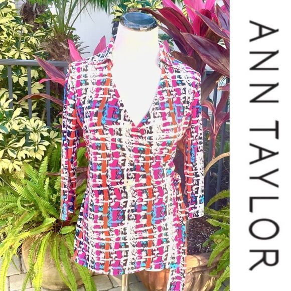 Ann Taylor Multicolor Wrap Blouse - Picture 1 of 8